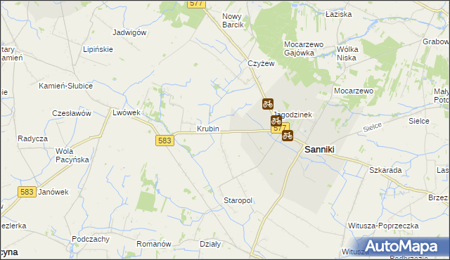 mapa Aleksandrów gmina Sanniki, Aleksandrów gmina Sanniki na mapie Targeo