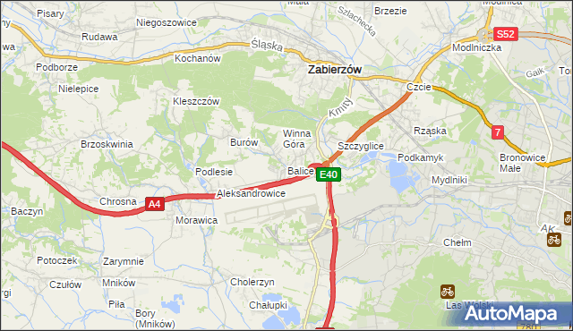 mapa Balice gmina Zabierzów, Balice gmina Zabierzów na mapie Targeo