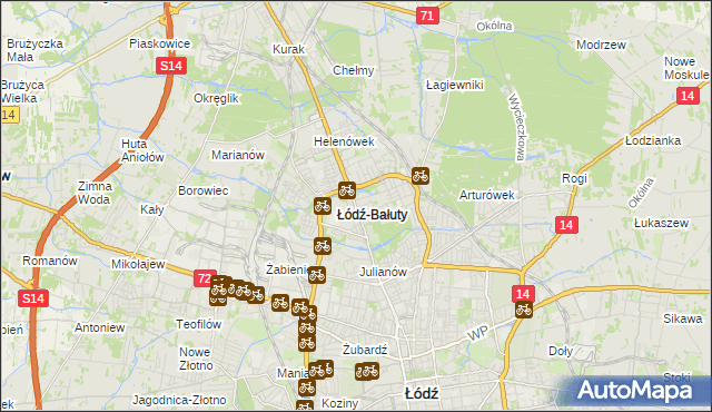 mapa Bałuty gmina Łódź, Bałuty gmina Łódź na mapie Targeo