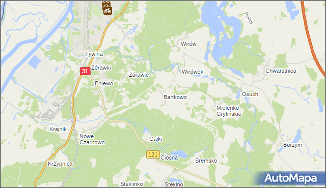 mapa Bartkowo, Bartkowo na mapie Targeo