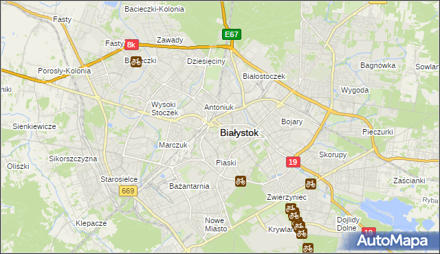 mapa Białegostoku, Białystok na mapie Targeo