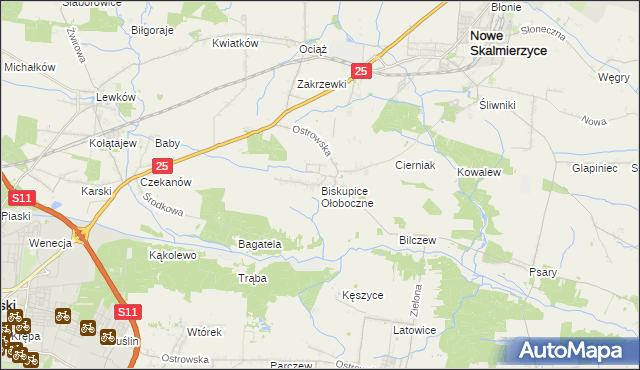 mapa Biskupice Ołoboczne, Biskupice Ołoboczne na mapie Targeo