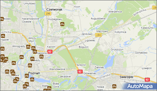 mapa Bogucin gmina Swarzędz, Bogucin gmina Swarzędz na mapie Targeo