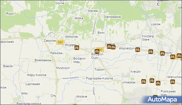 mapa Borzęcin Duży, Borzęcin Duży na mapie Targeo