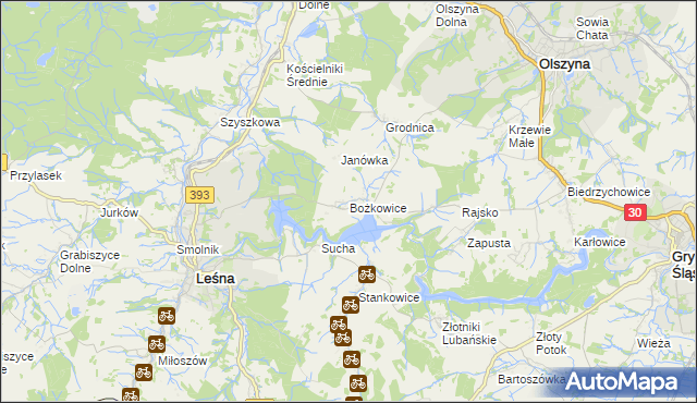 mapa Bożkowice, Bożkowice na mapie Targeo