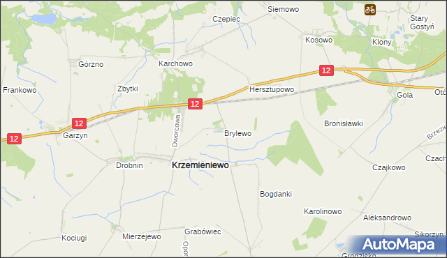 mapa Brylewo gmina Krzemieniewo, Brylewo gmina Krzemieniewo na mapie Targeo