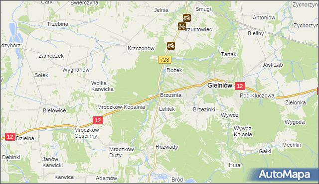 mapa Brzuśnia, Brzuśnia na mapie Targeo