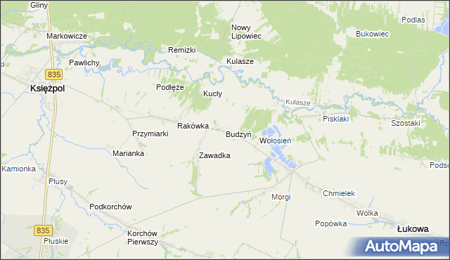 mapa Budzyń gmina Księżpol, Budzyń gmina Księżpol na mapie Targeo
