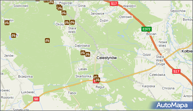 mapa Celestynów powiat otwocki, Celestynów powiat otwocki na mapie Targeo