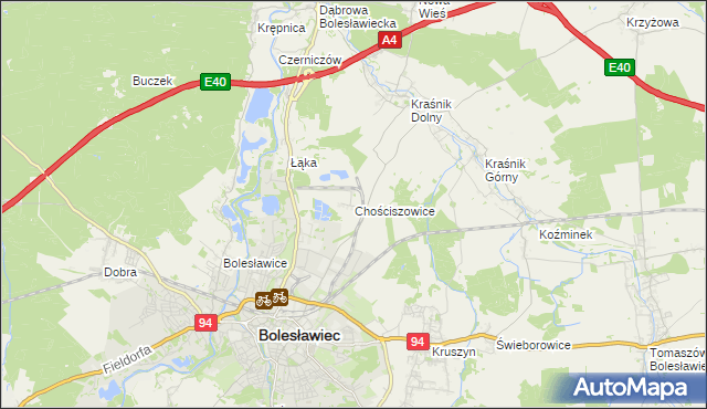 mapa Chościszowice, Chościszowice na mapie Targeo