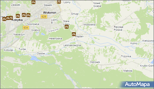 mapa Cięciwa gmina Wołomin, Cięciwa gmina Wołomin na mapie Targeo