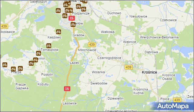 mapa Czarnogoździce, Czarnogoździce na mapie Targeo