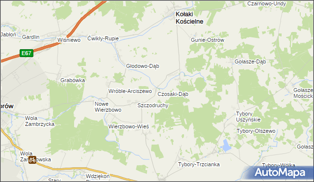 mapa Czosaki-Dąb, Czosaki-Dąb na mapie Targeo