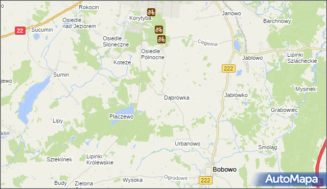 mapa Dąbrówka gmina Starogard Gdański, Dąbrówka gmina Starogard Gdański na mapie Targeo