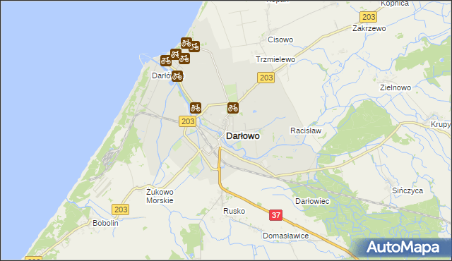 mapa Darłowo, Darłowo na mapie Targeo