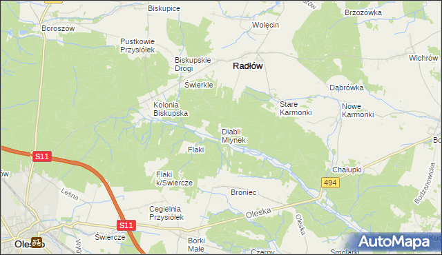 mapa Diabli Młynek, Diabli Młynek na mapie Targeo