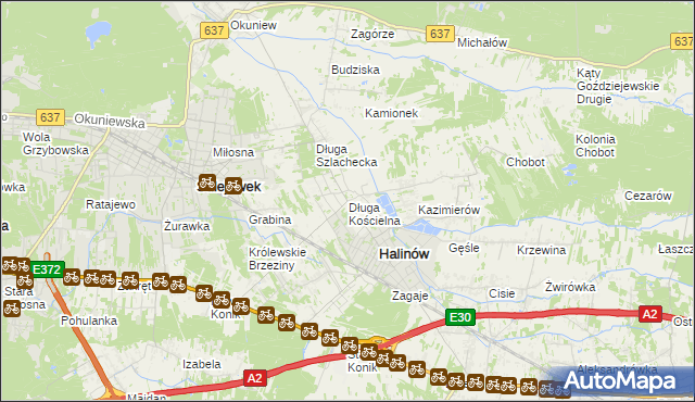 mapa Długa Kościelna, Długa Kościelna na mapie Targeo