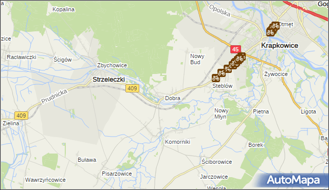 mapa Dobra gmina Strzeleczki, Dobra gmina Strzeleczki na mapie Targeo