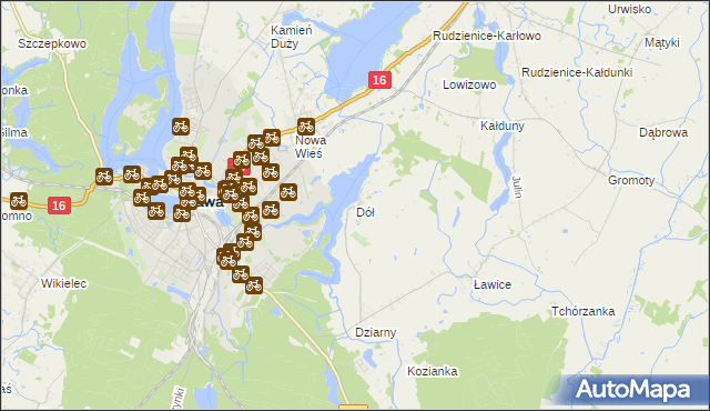 mapa Dół gmina Iława, Dół gmina Iława na mapie Targeo