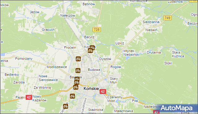 mapa Dyszów, Dyszów na mapie Targeo