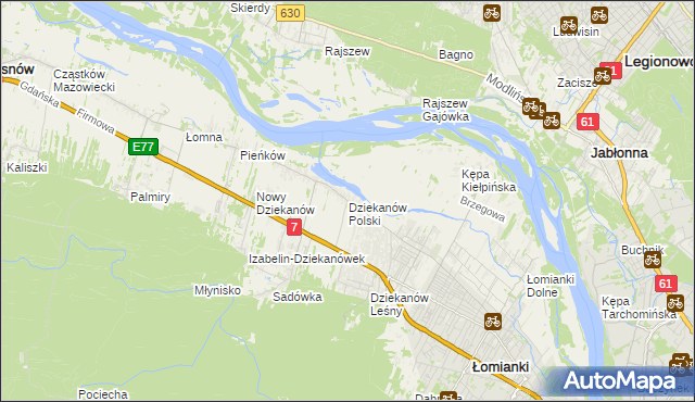 mapa Dziekanów Polski, Dziekanów Polski na mapie Targeo