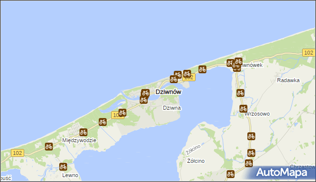 mapa Dziwnów, Dziwnów na mapie Targeo