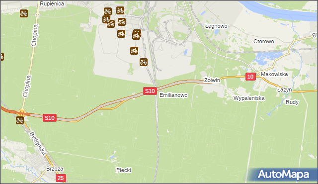 mapa Emilianowo gmina Nowa Wieś Wielka, Emilianowo gmina Nowa Wieś Wielka na mapie Targeo