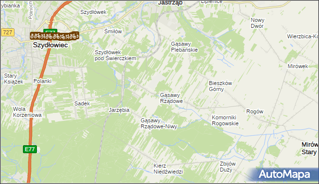 mapa Gąsawy Rządowe, Gąsawy Rządowe na mapie Targeo