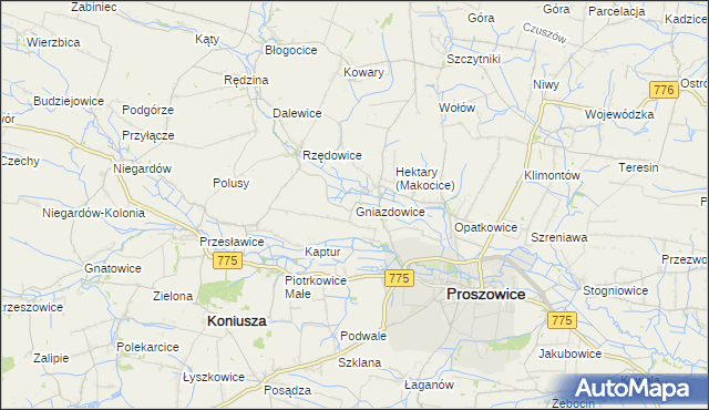 mapa Gniazdowice, Gniazdowice na mapie Targeo