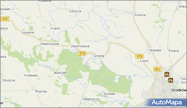 mapa Gnojna gmina Grodków, Gnojna gmina Grodków na mapie Targeo