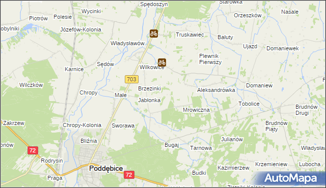 mapa Golice gmina Poddębice, Golice gmina Poddębice na mapie Targeo