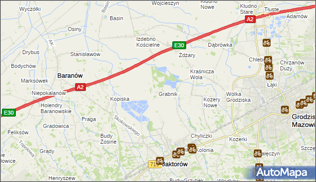 mapa Grabnik gmina Jaktorów, Grabnik gmina Jaktorów na mapie Targeo