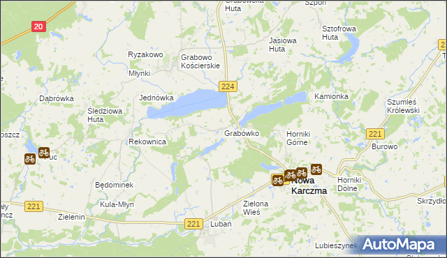 mapa Grabówko gmina Nowa Karczma, Grabówko gmina Nowa Karczma na mapie Targeo