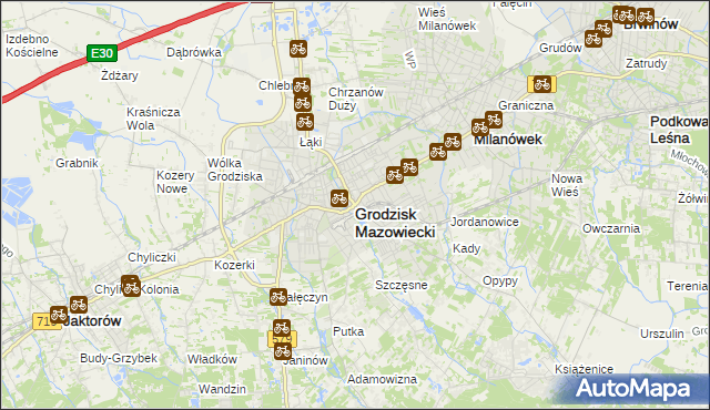 mapa Grodzisk Mazowiecki, Grodzisk Mazowiecki na mapie Targeo