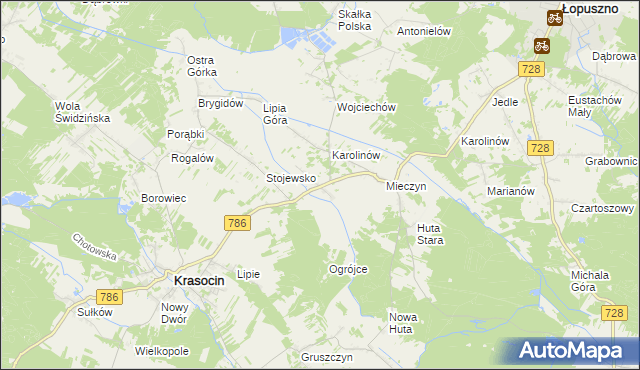mapa Jakubów gmina Krasocin, Jakubów gmina Krasocin na mapie Targeo
