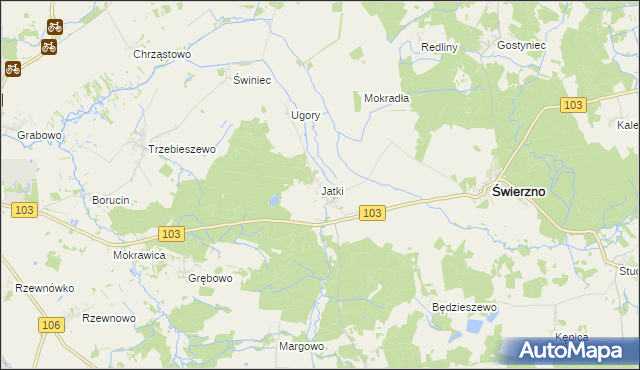 mapa Jatki gmina Świerzno, Jatki gmina Świerzno na mapie Targeo