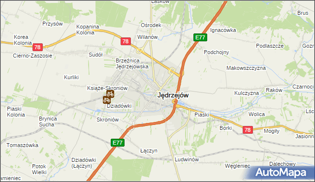 mapa Jędrzejów, Jędrzejów na mapie Targeo