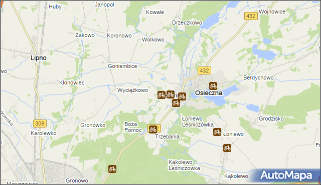 mapa Jeziorki gmina Osieczna, Jeziorki gmina Osieczna na mapie Targeo