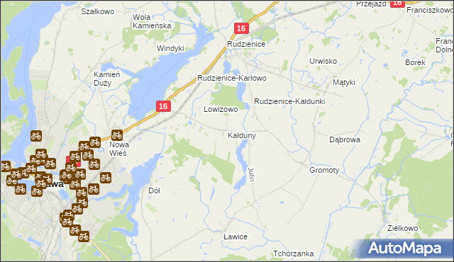 mapa Kałduny gmina Iława, Kałduny gmina Iława na mapie Targeo