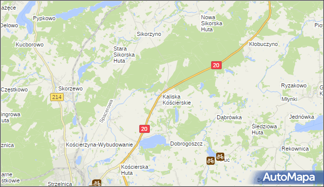 mapa Kaliska Kościerskie, Kaliska Kościerskie na mapie Targeo
