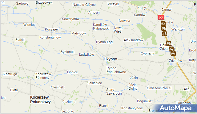 mapa Kamieńszczyzna gmina Rybno, Kamieńszczyzna gmina Rybno na mapie Targeo