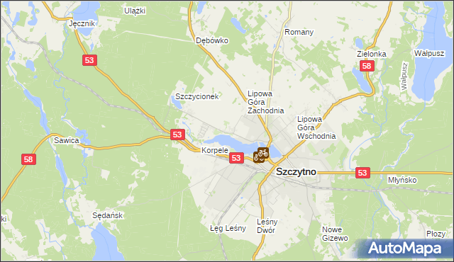 mapa Kamionek gmina Szczytno, Kamionek gmina Szczytno na mapie Targeo