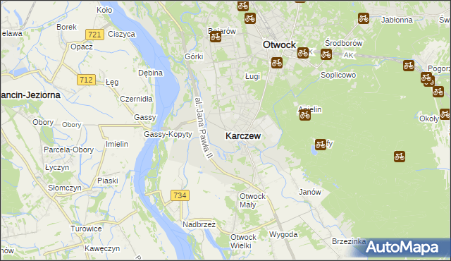 mapa Karczew powiat otwocki, Karczew powiat otwocki na mapie Targeo