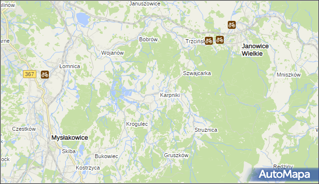 mapa Karpniki gmina Mysłakowice, Karpniki gmina Mysłakowice na mapie Targeo