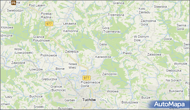 mapa Karwodrza, Karwodrza na mapie Targeo