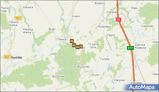 mapa Kąty gmina Pasłęk, Kąty gmina Pasłęk na mapie Targeo