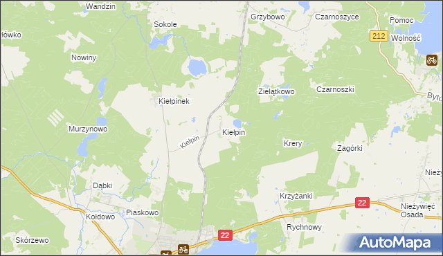 mapa Kiełpin gmina Człuchów, Kiełpin gmina Człuchów na mapie Targeo