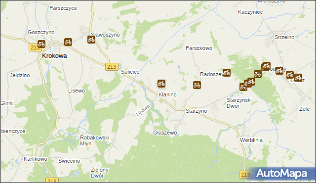 mapa Kłanino gmina Krokowa, Kłanino gmina Krokowa na mapie Targeo