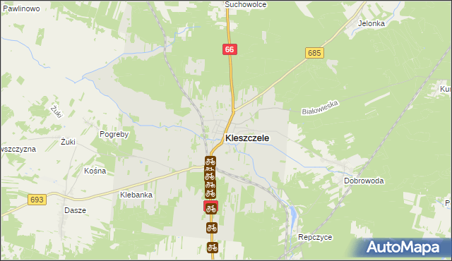 mapa Kleszczele, Kleszczele na mapie Targeo