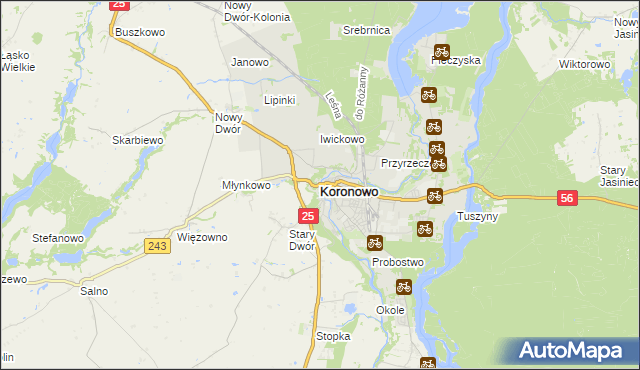 mapa Koronowo powiat bydgoski, Koronowo powiat bydgoski na mapie Targeo